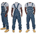 Miniatyrbillede 1 af 4: Herre Plus Størrelse Denim Overalls Mode Jeans Denim Bib Løse Flere Lommer Justerbare Stropper LGL M