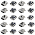 Pikkukuva 1 / 5: 2x Korvaava Mini Usb Type B Naaras 5 Pin Pcb Piirilevy Asennus Jack Laturi Liitin 10 Kpl (LGL)