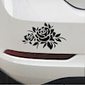 Miniatyrbillede 5 af 5: Sort Blomst Bilmærkat, Anti-ridse Dørmærkat Beskyttelse Vinyl Grafikmærkat til Bilhjelm Reflekterende Kofangermærkat - GOD LGL