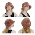 Miniatyrbild 4 av 4: Damer Fuskpäls Bucket Hatt Varm Hatt Bred Brätte Unisex Fluffig Vinter Mjuk Hatt LGL pink