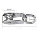 Miniatyrbillede 4 af 5: M20 enkelt sølv pulley gruppe 304 rustfrit stål enkelt hjul wire reb trækkraft trolley kran roterende krog løfte pulley (LGL)