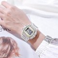Miniatyrbillede 2 af 2: Unisex Digitalur Gennemsigtig Klar Rem Armbåndsur Fødselsdagsgave LGL Gold