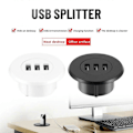 Miniatyrbild 2 av 5: 3-i-1 USB 2.0 Hub Skrivbordsinbäddad HUB Hub Datorskrivbord En Drag Tre Splitter Vit USB2.0 Läsa Datalinje Splitter LGL Style A