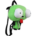 Pikkukuva 4 / 5: Uusi Alien Invader Zim 3D Silmät Robot Gir Söpö Täytetty Plush Reppu Vihreä Laukku Joululahja 14 tuumaa (LGL)