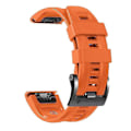Miniatyrbilde 4 av 5: For Garmin Tactix 7 Pro/Fenix 7X/Fenix 6X Pro Silikonrem 26mm Armbånd med Svart Spenne (Oransje) (LGL)