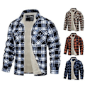 Miniatyrbillede 2 af 5: Herre Efterår Vinter Jakke Plaid Print Revers Blød Plys Lommer Enkeltknappet Løs Fortykkede Lange Ærmer Casual Mellemlang Herre Frakke LGL black M
