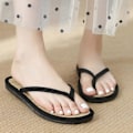 Miniatyrbillede 2 af 5: Hotte Dame Flade Hjemmesko Komfortable Skridsikre Sandaler Stille Bambus Rattan Flip Flop Strand Hjemmesko LGL 38 Brown