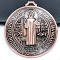 Miniatyrbillede 4 af 5: Antik Metal Sankt Benedikt Kors Medalje Rund Stor Eksorcisme StBenedict Vedhæng Hjem Vægophæng Skrivebordsdekoration Smykker LGL