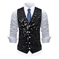 Miniatyrbild 1 av 5: Allthemen Herr V-ringad Tryckt Business Casual Guld Silver Kostymväst LGL Black S