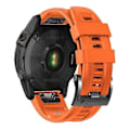 Miniatyrbilde 1 av 5: For Garmin Tactix 7 Pro/Fenix 7X/Fenix 6X Pro Silikonrem 26mm Armbånd med Svart Spenne (Oransje) (LGL)