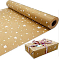 Miniatyrbillede 1 af 5: Hvid stjerneformet kraft gavepapir rulle, 100% genanvendelig, miljøvenlig, til fødselsdag, fest, juledekoration (15m x 43cm) (LGL)