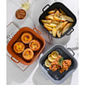 Miniatyrbild 4 av 5: Vikbar Fyrkantig Air Fryer Silikonform 17.5 cm (LGL) Svart Sort