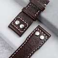 Miniatyrbild 4 av 4: För IWC Läderarmband med Nitar Viklås i Äkta Läder 21mm LGL Brown 22mm