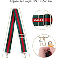 Miniatyrbillede 3 af 5: Udskiftningsrem til taske, crossbody, 1,5\" gyldent spænde, grøn og rød taskerem til kvinder, justerbare taskeremme, LGL