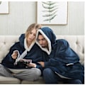 Miniatyrbilde 2 av 5: Genserteppe Oversized Hettegenser Brukbart Teppe Mykt Varmt Komfortabelt Stor Frontlomme LGL navy