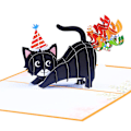 Miniatyrbild 2 av 5: 3D Pop-UP Grattiskort med Kuvert för Födelsedag - Glad Fødselsdag - Svart Katt (LGL)