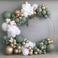 Miniatyrbilde 1 av 5: 137PCS Grønn Ballongbue Sett, Grønn Hvit Ballongbue med Salvie Grønne Ballonger Metalliske Gullballonger