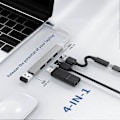 Miniatyrbild 3 av 5: USB C Hub USB Typ C till USB 3.0 Hub Adapter Kompatibel för Macbook, Mac Pro/Mini, iMac, Surface Pro, XPS (LGL)