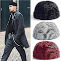 Miniatyrbillede 3 af 3: Herre Strikket Hue Beanie Skullcap Sømandshue Kantløs Retro Navy Stil Beanie Hue LGL Red