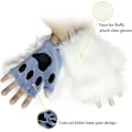 Miniatyrbild 5 av 5: Fuskpäls Rävsvans Katt Varg Cosplay Kostymset Plysch Mask Fluffiga Vantar Handskar Halloween Jul LGL White