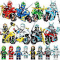 Miniatyrbillede 1 af 4: 5 cm 8 stk. Motorcykel Ninja Byggeklodser Sæt Mini Actionfigurer Skrivebordsdekoration LGL