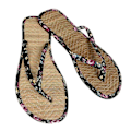 Miniatyrbillede 4 af 5: Hotte Dame Flade Hjemmesko Komfortable Skridsikre Sandaler Stille Bambus Rattan Flip Flop Strand Hjemmesko LGL 37 Black