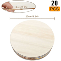 Miniatyrbillede 2 af 5: 20 stk. Ubehandlede Runde Træcirkler, 25 cm / 10 tommer Diameter, 3 mm Tyk, Almindelige Naturlige Tomme Træskiver til Maling, Håndværk, Skilt Plaq LGL
