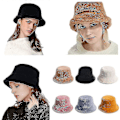 Miniatyrbild 2 av 4: Damer Fuskpäls Bucket Hatt Varm Hatt Bred Brätte Unisex Fluffig Vinter Mjuk Hatt LGL white