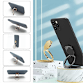 Miniatyrbillede 3 af 5: 2 stk. Magnetisk Telefon Ring Holder, Dobbelt Ring Holder, 360 Graders Roterende Ring Holder (Sort+Guld) (LGL)