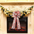 Miniatyrbild 5 av 5: St DIY Julrosett Flera Öron Stor Randig Lönn Snöflinga Rosetter för Bröllopsbilsrosett Hantverk (54 x 25cm) (LGL)