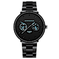 Miniatyrbilde 1 av 4: Herre Business Rustfritt Stål Rem, Luksus Quartz Armbåndsur LGL black blue