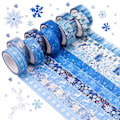 Miniatyrbillede 1 af 5: 10 Ruller Jule Washi Tape Sæt, Multi-Mønstret Dekorativ Washi Tape i Blå til DIY Håndværk, Festival Gaveindpakning (LGL)