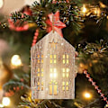 Miniatyrbillede 5 af 5: Juletræshus i træ Jule LED Lys Træhus Indretning Julefestartikler Indendørs Boligindretning Dekorativt Hus LGL A CHINA