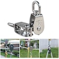 Miniatyrbillede 5 af 5: M20 enkelt sølv pulley gruppe 304 rustfrit stål enkelt hjul wire reb trækkraft trolley kran roterende krog løfte pulley (LGL)