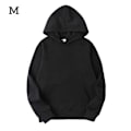 Miniatyrbilde 2 av 4: Unisex Dame Herre Bomull Ensfarget Genser Hettegenser med Snøring LGL Black M