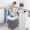 Miniatyrbillede 3 af 5: 75L Foldbar Vasketøjskurv Bærbar Opbevaringskurv til Beskidt Tøj til Soveværelse Badeværelse Kollegium Camping Vaskerum (LGL)