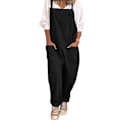 Pikkukuva 1 / 2: Naisten kesähaalarit taskuilla, pellavainen haalari rento löysä jumpsuit hihaton LGL Black S