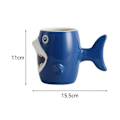 Miniatyrbilde 5 av 5: Shark Keramisk Kopp for Barn Gutter Jenter 450ml Varm Sjokolade Kakao Kaffe Te Krus Bursdagsgave Fest Keramisk Drikkekar LGL Blue