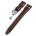 Miniatyrbild 1 av 4: För IWC Läderarmband med Nitar Viklås i Äkta Läder 21mm LGL Brown 22mm