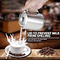 Pikkukuva 2 / 5: 350 ml ruostumattomasta teräksestä valmistettu maidonvaahdotuskannu kannella espressokahville