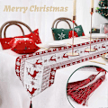 Miniatyrbild 3 av 5: Julbordslöpare 33x180cm Duk Vit Röd Älgmönster Tyg Julfest Dekoration för Matsal Kök Julgran (LGL)