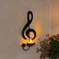 Miniatyrbilde 1 av 5: 4 stk Svart Notelysestake Vegglampe Notelysestake Veggdekor Musikalsk Notestil Lysestaker, Hengende Veggskilt Musikk LGL A