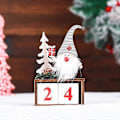 Miniatyrbillede 3 af 5: Julekalender, Sødt Julemand-mønster, Julekalender i træ, Borddekoration (Grå, 1 stk.) (LGL)