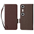 Miniatyrbillede 1 af 5: For XREAL Beam Pro Etui Litchi Tekstur PU Læder Wallet Flip Telefon Cover LGL Brown