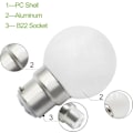 Miniatyrbillede 2 af 5: 6 stk. B22 LED-pære 3W Golfkuglepærer B22 Bajonet Lille Globuslyspære Glødelampe Dæmpbar LGL