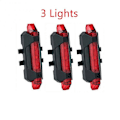 Miniatyrbillede 2 af 5: 1/3/5 STK Cykel Baglygte USB Genopladelig Vandtæt MTB Landevejscykling Sikkerhedsadvarsel Baglygte Lampe Lygte Cykeltilbehør LGL 5 Pieces Red