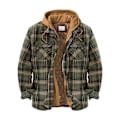 Miniatyrbillede 4 af 4: Herre Varmt Vatteret Foret Bomuldsjakke med Hætte Knaplukning Lynlås Lange Ærmer Plaid Jakker LGL Color 32 2XL