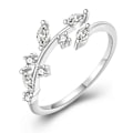 Miniatyrbillede 1 af 5: Sterling Sølv Ringe - S925 Sølv Justerbare Åbne Olivenblad Ringe med Cubic Zirconia Piger Kvinder Smykker Gaver (LGL)