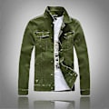 Miniatyrbillede 1 af 5: 2024 Moderne Herre Denim Jakke LGL Army Green 2XL