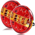 Pikkukuva 1 / 5: 2 kpl 12/24 V LED pyöreä valo perävaunun takavalo Hamburg valaistus asuntovaunu kuorma-autoon (punainen & keltainen, pyöreä) (LGL)